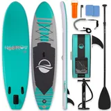 SereneLife Stand Up Paddling Board Set, SUP Board Komplettes Zubehör, Stand Up Paddle Board für Kinder & Erwachsene, Surfbrett & Tragetasche, Paddle Set Anti-Rutsch mit Pumpe, Auflasbares Paddelbrett