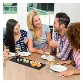 Relaxdays Schieferplatte 6er Set, längliche Servierplatten aus Schiefer, Servieren & Beschriften, 30x10 cm, anthrazit