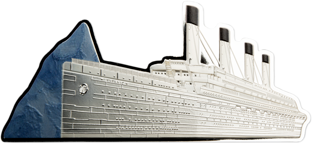 Großformatige 3D Shape-Silbermünze "110 Jahre Untergang der Titanic"
