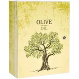 Banjado XXL Medizinschrank Abschliessbar 35x46x15cm Arzneischrank Weiß Aus Metall Mit Motiv Olivenbaum