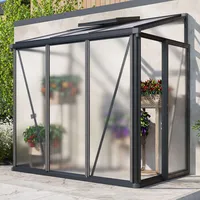 Gfp Gewächshaus Anlehngewächshaus Flora 23 - Aluminium - 199x142 cm - 16 mm Polycarbonat-Platten
