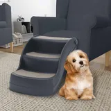 Hundetreppe Mit 3 Stufen Klappbar Dunkelgrau