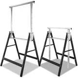 Jaxguom Arbeitsbock 2er set Höhenverstellbar 7-stufig (80-130cm),Gerüstbock 400kg pro paar Traglast Klappbock Böcke klappbar für Haus, Werkstatt und Garten,schwarz