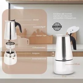 any morning Moka Pot 200 ml 4 Tassen Silber