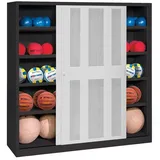 C+P Ballschrank mit Lochblech-Schiebetüren (Typ 4). HxBxT: 195x120x60 cm Lichtgrau EINHEITSFARBE No Size