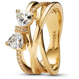 Pandora 163511C01 Damenring Funkelnde Schleife Goldfarben, 50/15,9