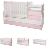 Lorelli Baby- Jugendbett Combo umbaubar 2 Kinder gleichzeitig Schaukelfunktion pink