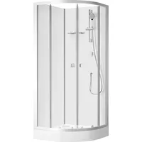 Marwell Komplettdusche Runddusche mit Gleittüren 85 x 205 cm Duschkabine Silber