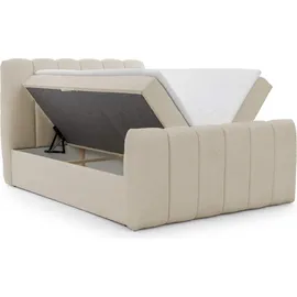 Fun Möbel Boxspringbett Schlafzimmerbett DENIS 120x200cm Stoff Catch Me Sand