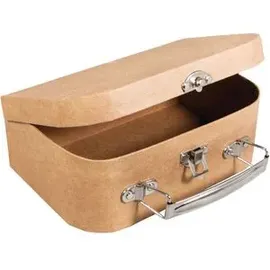 Rayher Geschenkbox 67205000, braun, 18 x 12 x 6,5 cm, Pappmaché, Koffer