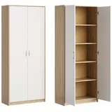 home collective Aktenschrank mit 5 Fächern Mehrzweckschrank Haushaltsschrank in mattem Finish mit 4 Einlegeböden und 2 Türen sonoma weiß