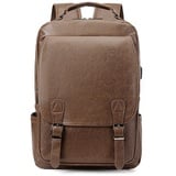 FANDARE Rucksack Laptop Wasserdicht Handgepäck Rucksack Wasserdicht PU-Leder Schulrucksack Herren Damen mit USB-Ladeanschluss Rucksäcke für Business Arbeit Reise Schulranzen Daypacks Khaki