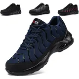 LARNMERN Arbeitsschuhe Herren Sicherheitsschuhe Leichte Komfort Schutzschuhe mit Stahlkappen Atmungsaktive Stoßdämpfung Dämpfung Schuhe Klassisch Arbeit Pannensichere S1 (Marine blau,42EU) - 42 EU