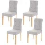 Mendler 4er-Set Esszimmerstuhl HWC-E58, Stuhl Essstühle, FSC®-zertifiziert ~ Stoff/Textil grau, helle Beine