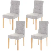 Mendler 4er-Set Esszimmerstuhl HWC-E58, Stuhl Essstühle, FSC®-zertifiziert ~ Stoff/Textil grau, helle Beine