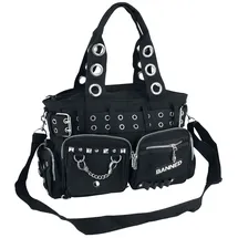 Banned Alternative Studds Frauen Handtasche schwarz 100% Baumwolle Rockwear - L