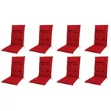 doppler® Hochlehnerauflage 8 er Set 8833 rot Gartenstuhl Auflagen Kissen Polster für Hochlehner, (Spar-Set, 8 St., 8 Auflagen), UV-beständig für Hochlehner-Stühle mit abnehmbaren Kopfkissen rot