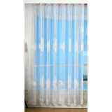 Gardinenbox Bogenstore Gardine Jacquard, 245x300, Blumenmuster Weiß Kräuselband Universalband Faltenband Store, 13140