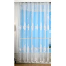 Gardinenbox Bogenstore Gardine Jacquard, 245x300, Blumenmuster Weiß Kräuselband Universalband Faltenband Store, 13140