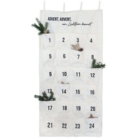 PAPIERDRACHEN befüllbarer Adventskalender Adventskalender Wandteppich aus Stoff zum Befüllen-hochwertig bestickt beige|schwarz