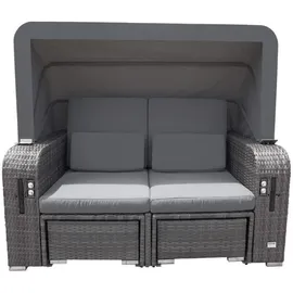 Home Deluxe Strandkorb, Grau, Kunststoff, 160x69x189 cm, Gartenmöbel, Gartenstühle, Gartenstühle