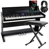 FunKey DP-88 II Digitalpiano Set (88 anschlagsdynamische Tasten, 360 Sounds, 160 Styles, MP3-Player, inkl. Keyboardbank, Kopfhörer und Klavierschule)