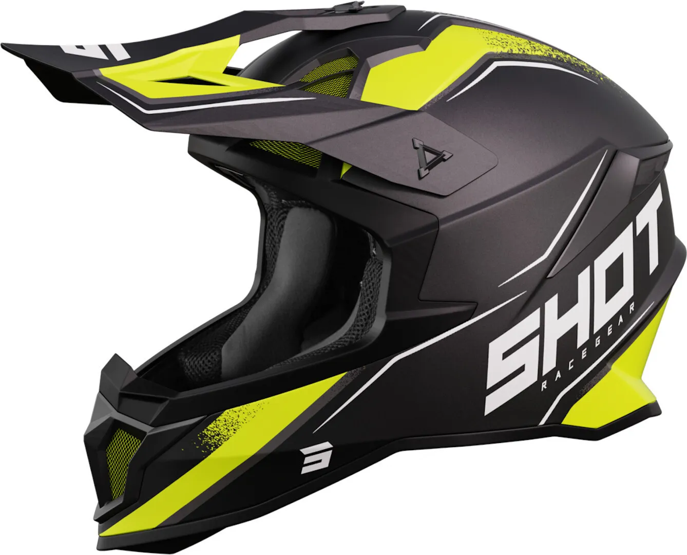 Shot Lite Prism Motorcross helm, zwart-geel, XS Voorman