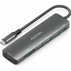 AISENS ASUC-7P025-GR USB-C 7 Ports), Dockingstation - USB Hub, Grau,