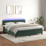 vidaXL Boxspringbett mit Matratze & LED Dunkelgrün 160x200 cm Samt