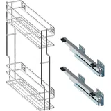 woplus - Schrankauszug Küche mit Softclose [150mm] ausführung Rechts | Auszug Küchenschrank - 2 Etage | Unterschrankauszug Chrome | Apothekerschrank Auszug | Küchenschrank Organizer Ausziehbar