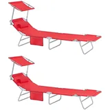 SoBuy Gartenliege 200 x 60 x 30 cm Rot