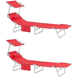 SoBuy Gartenliege 200 x 60 x 30 cm Rot