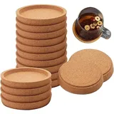 16 Pack Korkuntersetzer Rund mit Rand – Absorbierende & Hitzebeständige Kork Untersetzer für Tassen, Gläser & Kaffeebecher, Untersetzer Kork für Büro, Zuhause & Café (16PC)