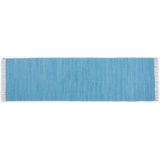 Theko | Dhurry Teppich aus 100% Baumwolle Flachgewebe Teppich Happy Cotton Türkis | 70x250 cm