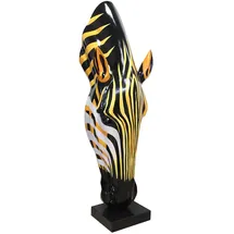Gilde Skulptur Zebrakopf aus Kunstharz und Marmor - glänzend - orange-schwarz - Höhe 50cm x Breite 19cm