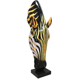 Gilde Skulptur Zebrakopf aus Kunstharz und Marmor - glänzend - orange-schwarz - Höhe 50cm x Breite 19cm