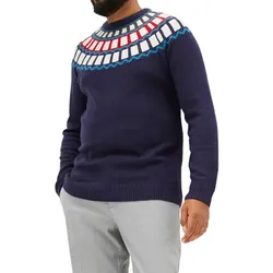Herren Strick-Pullover mit geometrischen Muster Freizeit-Sweater 920675 Blau - 52/54