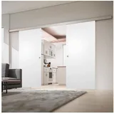 Inova Doppelflügelige Holzschiebetür rechts 151 x 203,5 cm weiß