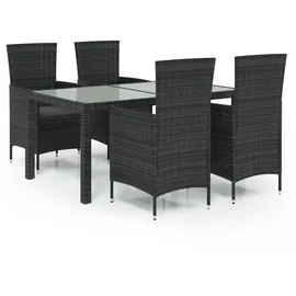 vidaXL Polyrattan Garten-Essgruppe 5-tlg. schwarz inkl. Auflagen 3094867