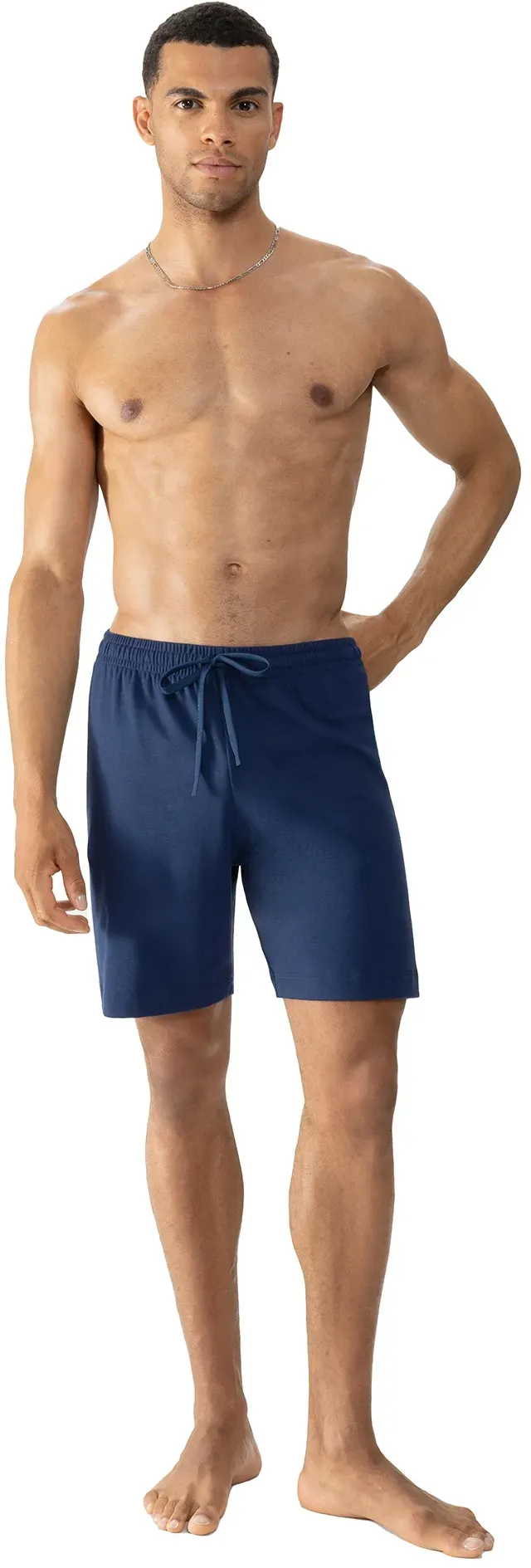 Pyjamashorts MEY "SOLID NIGHT", Herren, Gr. L, N-Gr, blau (neptune), Interlock, Obermaterial: 100% Baumwolle, casual, Hosen, Komfortbund mit Kordelzug