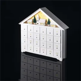 EMOS Leuchtender Adventkalender aus Holz 2023 Weiß