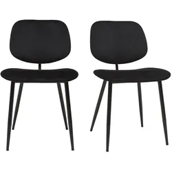 Stühle TOBIAS aus schwarzem Samt und schwarz lackiertes Metall 2er-Set TOBIAS