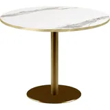 Runder Tisch Ø 120 cm Rom Bistro aus weißem Marmor - Weiß