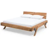 SalesFever Balkenbett Y-Beine 140 x 200 cm | Holz Natur | 390832