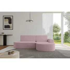 altdecor Eckcouch Cord mit Schlaffunktion 2-Sitzer Rosa