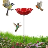 Bienentränke Blume Metall Gartenstecker Vogeltränke Winterfest Insektentränke Gartenstatuen Figuren Deko Bienenbäder Schmetterlingstränke Vogelfutterstation Outdoor Wasser Futterspender (A)