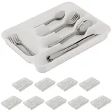 Relaxdays Besteckkasten 10er Set HxBxT: 4 x 24,5 x 32,5 cm 5 Fächer Kunststoff Weiß