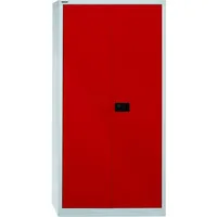 BISLEY Flügeltürenschrank Metall 40 x 91,4 x 195 cm Lichtgrau/Kardinalrot