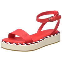 Tommy Hilfiger Damen Sandalen Rope Flatform Sommer, Rot (Fireworks), 41 EU