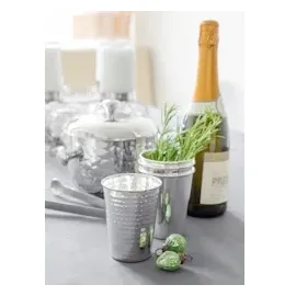 Edzard 2er Set Silberbecher Trinkbecher Becher Mido, gehämmert, edel versilbert, Höhe 10 cm